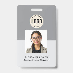 Badge Photo d'employé personnalisé, code-barres, logo, b