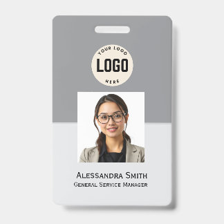 Badge Photo d'employé personnalisé, code-barres, logo, b