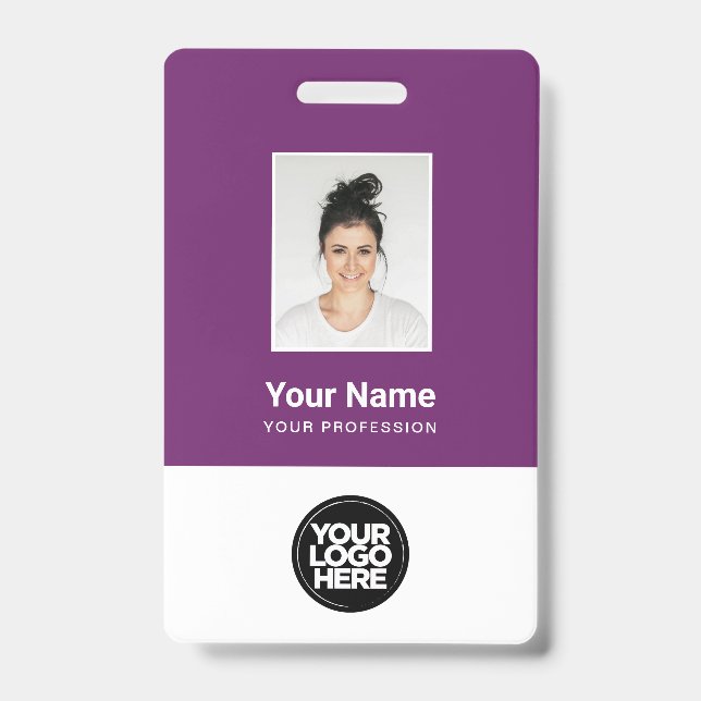 Badge Photo d'employé personnalisé, code-barres, logo, b (Avant)