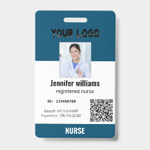 Badge Photo d'employé personnalisé, code-barres, logo, b