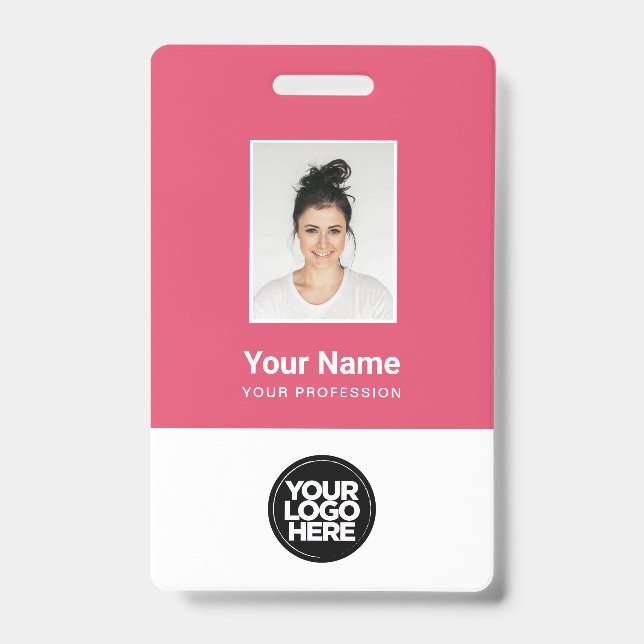 Badge Photo d'employé personnalisé, code-barres, logo, b (Avant)