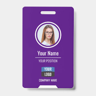 Badge Photo d'employé personnalisé, code-barres, logo, b