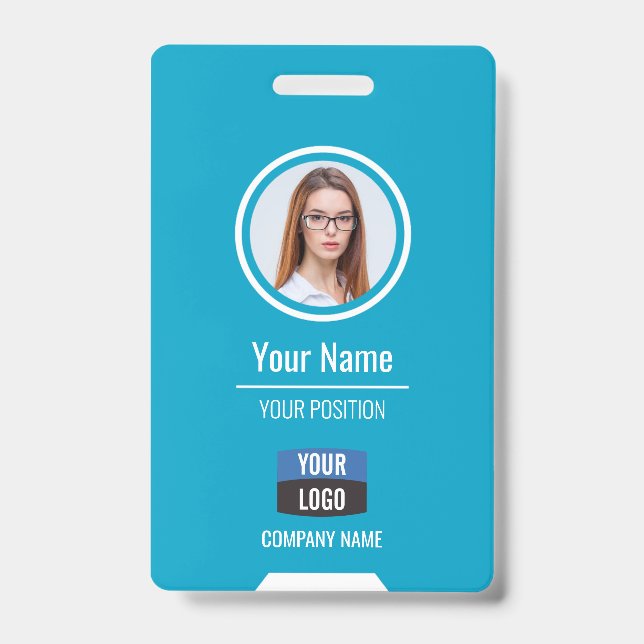 Badge Photo d'employé personnalisé, code-barres, logo, b (Avant)