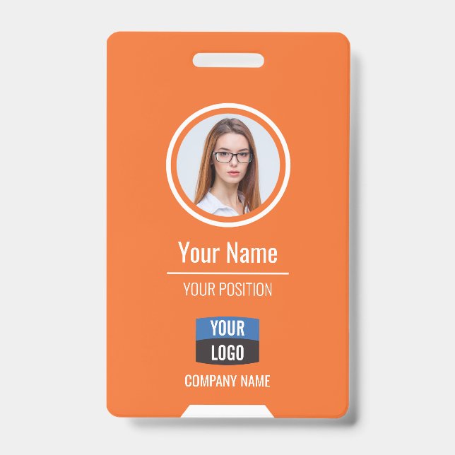 Badge Photo d'employé personnalisé, code-barres, logo, b (Avant)