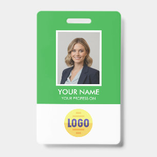 Badge Photo d'employé personnalisé, code-barres, logo, b