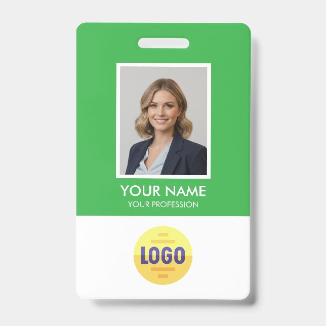 Badge Photo d'employé personnalisé, code-barres, logo, b (Avant)