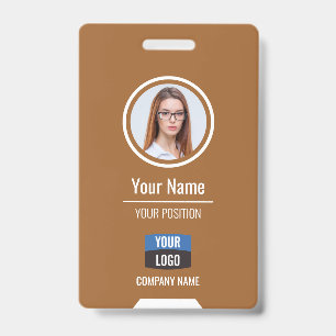 Badge Photo d'employé personnalisé, code-barres, logo, b