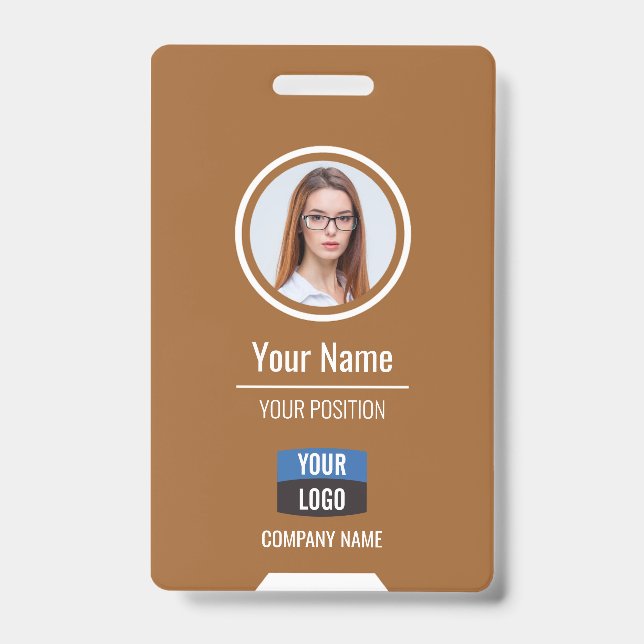 Badge Photo d'employé personnalisé, code-barres, logo, b (Avant)