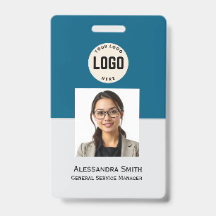 Badge Photo d'employé personnalisé, Code-barres, Logo, B