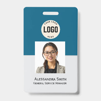 Badge Photo d'employé personnalisé, Code-barres, Logo, B