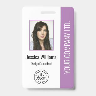 Badge Photo d'employé personnalisé, code-barres, logo, n