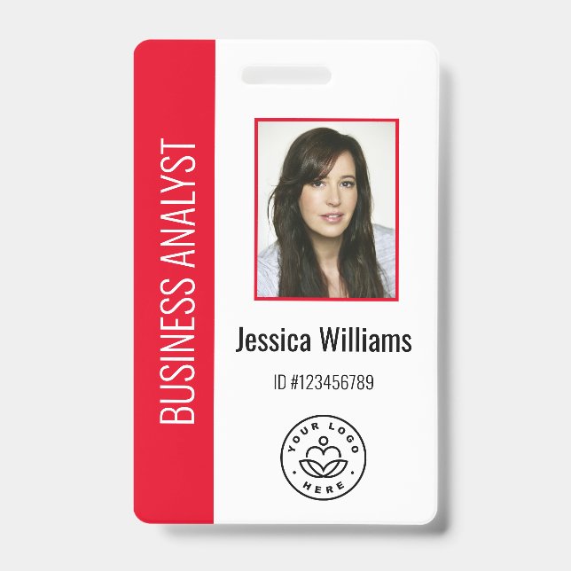 Badge Photo d'employé personnalisé, code-barres, logo, n (Avant)