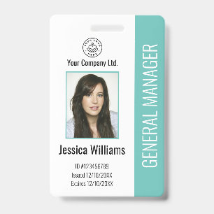 Badge Photo d'employé personnalisé, code-barres, logo, n