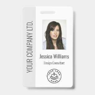 Badge Photo d'employé personnalisé, code-barres, logo, n