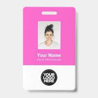 Photo d'employé personnalisé, code-barres, logo, n