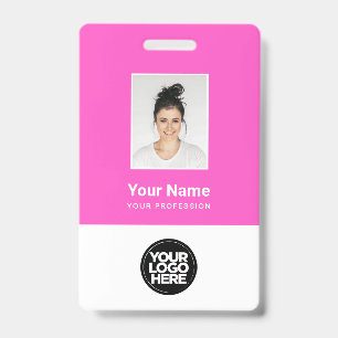 Badge Photo d'employé personnalisé, code-barres, logo, n