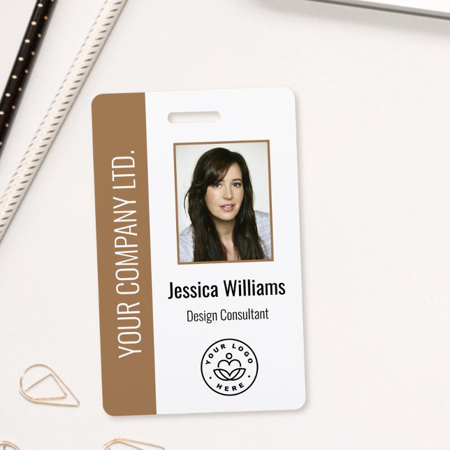 Badge Photo d'employé personnalisé, code-barres, logo, n (Créateur téléchargé)