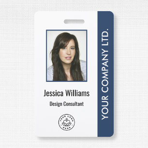 Badge Photo d'employé personnalisé, code-barres, logo, n