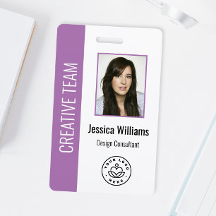 Badge Photo d'employé personnalisé, code-barres, logo, n