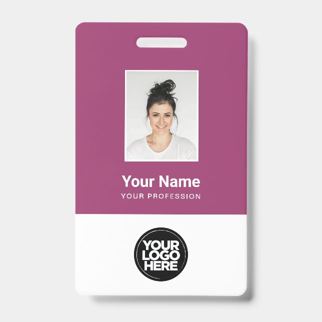Badge Photo d'employé personnalisé, code-barres, logo, n (Avant)