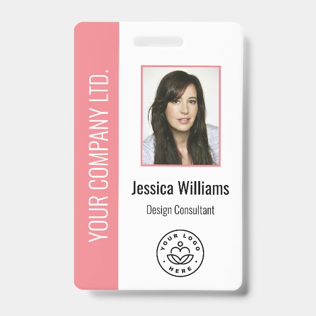 Badge Photo d'employé personnalisé, code-barres, logo, n (Avant)