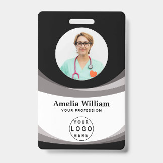 Badge Photo d'employé personnalisé, code-barres, logo, n