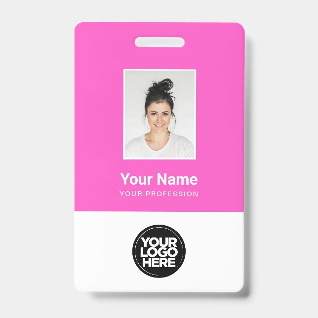 Badge Photo d'employé personnalisé, Code Qr, Logo, Nom (Avant)