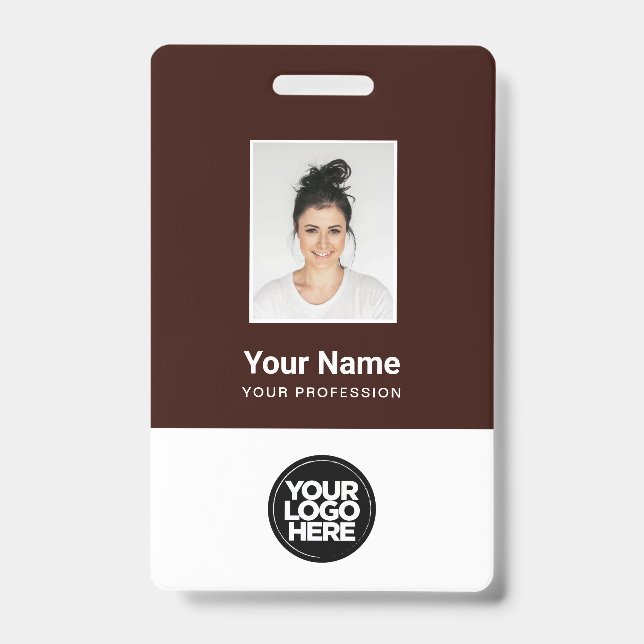 Badge Photo d'employé personnalisé, Code Qr, Logo, Nom (Avant)