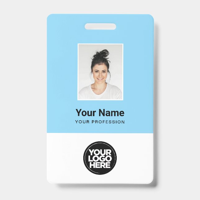 Badge Photo d'employé personnalisé, Code Qr, Logo, Nom (Avant)