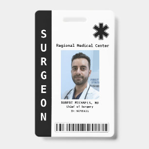 Badge Photo d'employé personnalisé, nom, code-barres, ba