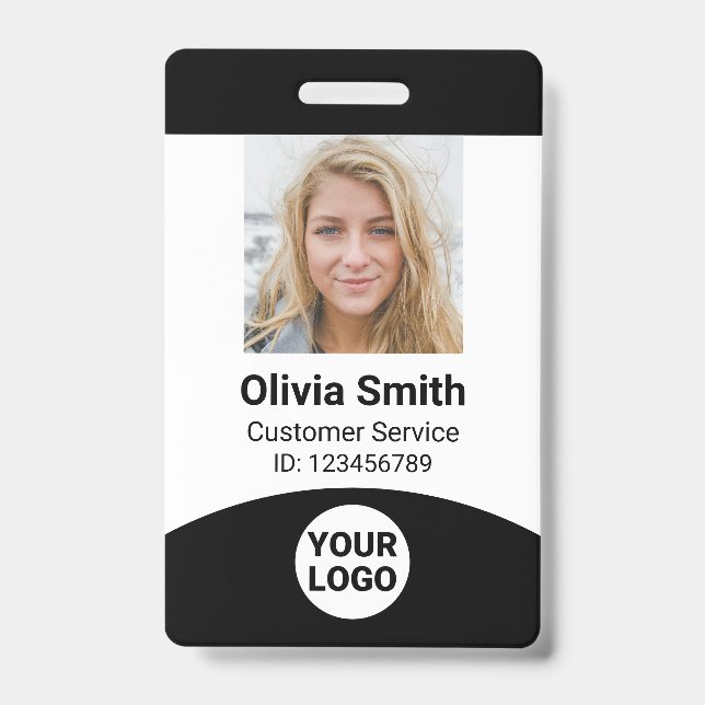 Badge Photo d'employé personnalisé Nom Rôle ID Logo Code (Avant)