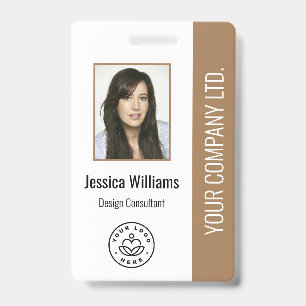 Badge Photo d'employé personnalisée, Code à barres, Logo
