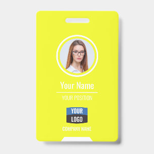 Badge Photo d'employé personnalisée, code-barres, logo,