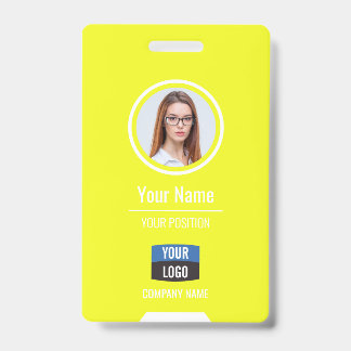 Badge Photo d'employé personnalisée, code-barres, logo, 