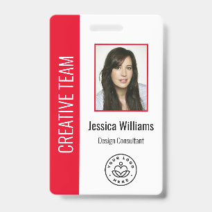 Badge Photo d'employé personnalisée, code-barres, logo, 