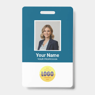 Badge Photo d'employé personnalisée, code-barres, logo,