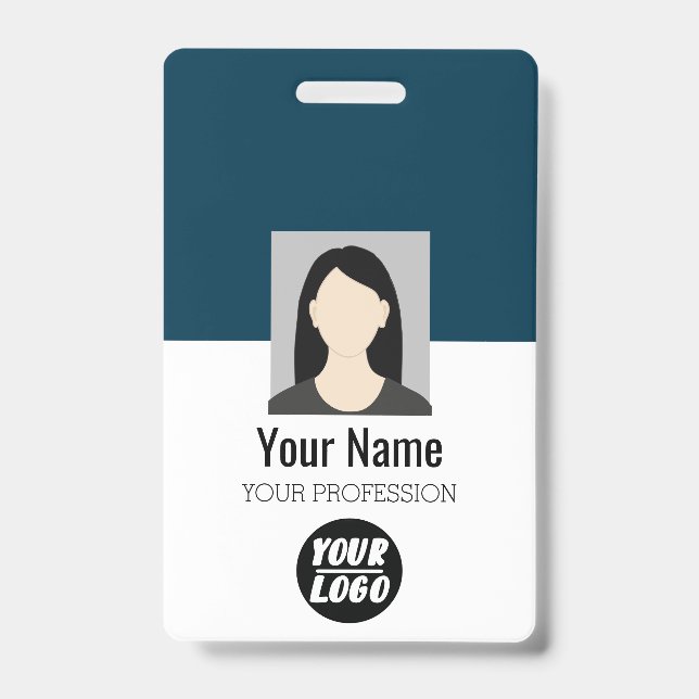 Badge Photo d'employé personnalisée, code-barres, logo,  (Avant)