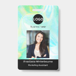 Badge Photo d'employé personnalisée, code-barres, logo,