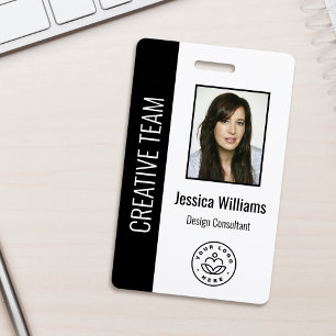 Badge Photo d'employé personnalisée, code-barres, logo,