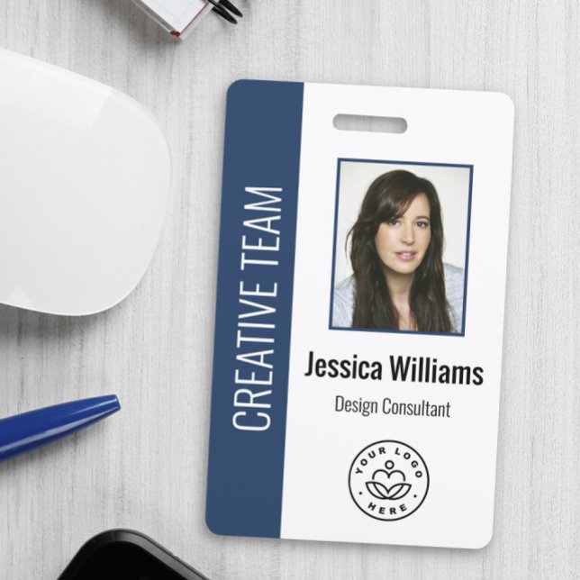 Badge Photo d'employé personnalisée, code-barres, logo,  (Créateur téléchargé)
