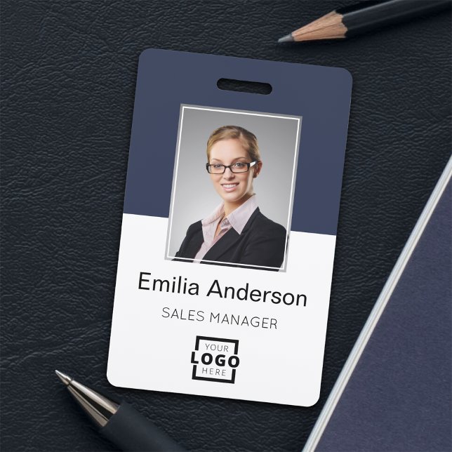 Badge Photo d'employé personnalisée, code-barres, logo,  (Créateur téléchargé)
