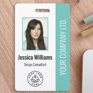 Badge Photo d'employé personnalisée, code-barres, logo, 