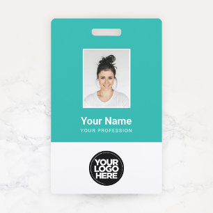 Badge Photo d'employé personnalisée, code-barres, logo,