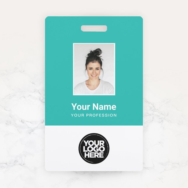 Badge Photo d'employé personnalisée, code-barres, logo,  (Créateur téléchargé)