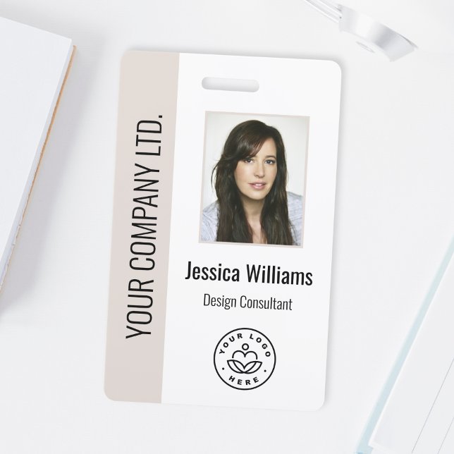 Badge Photo d'employé personnalisée, code-barres, logo,  (Créateur téléchargé)