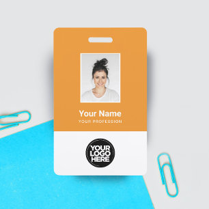 Badge Photo d'employé personnalisée, code-barres, logo,