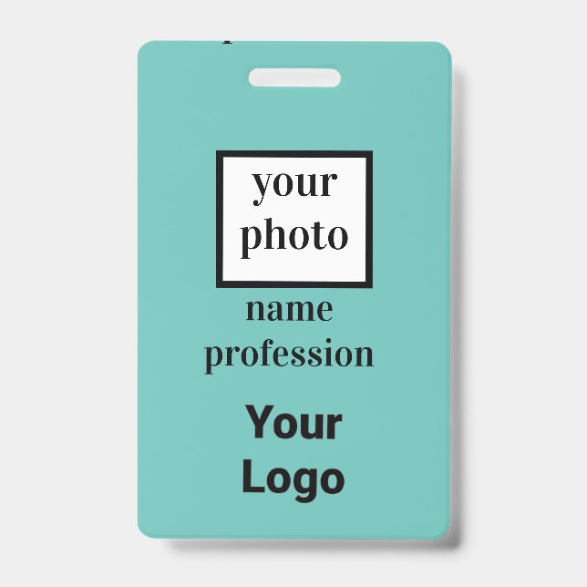 Badge photo d'employé personnalisée, code-barres, logo,  (Avant)