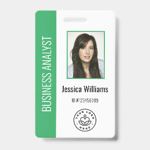 Badge Photo d'employé personnalisée, code-barres, logo, 