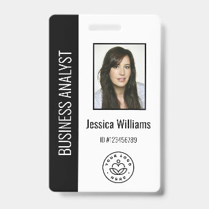 Badge Photo d'employé personnalisée, code-barres, logo,
