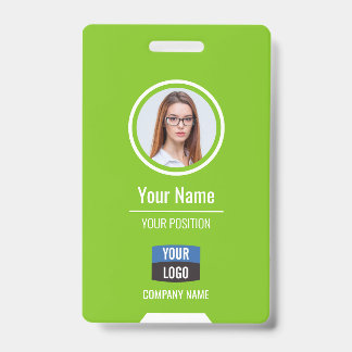 Badge Photo d'employé personnalisée, code-barres, logo, 